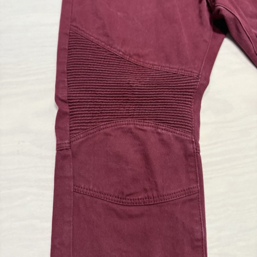 Vintage SouthPole Maroon Denim Moto Pants Quilted Ribbed 36x34 Mens - Picture 2 of 11